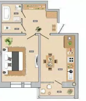 1-к кв. Ставропольский край, Пятигорск ул. Нежнова, 21 (46.4 м) - Фото 2