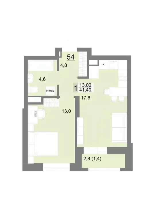 1-к кв. Свердловская область, Екатеринбург ул. Металлургов, 63/1 (41.4 ... - Фото 1