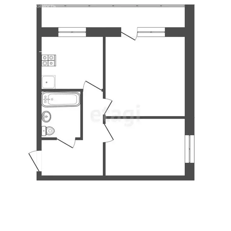 2-комнатная квартира: Рыбинск, набережная Космонавтов, 45 (42 м) - Фото 0