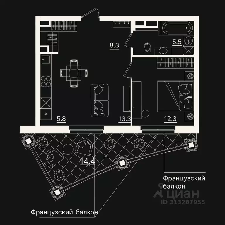 2-к кв. Тюменская область, Тюмень ул. Щербакова, 2к3 (59.34 м) - Фото 0