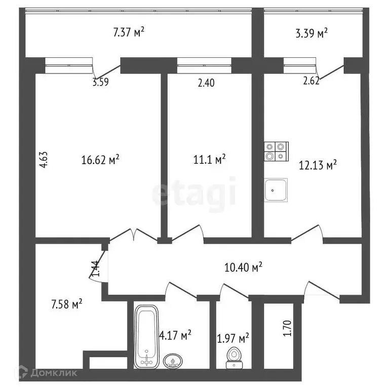 Продаётся 2-к квартира, 69.4 м - Фото 1