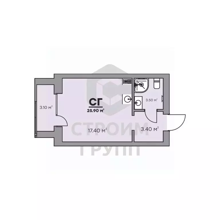 Студия Владимирская область, Ковров Еловая ул., 94/3 (25.9 м) - Фото 0