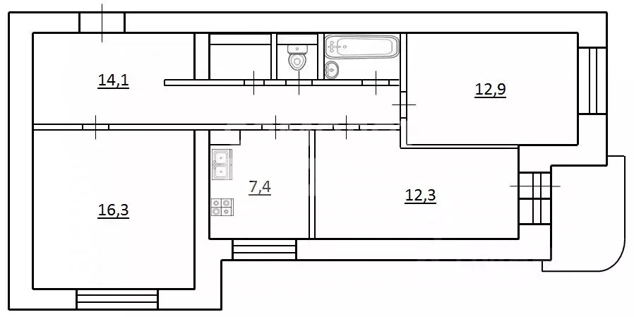 3-к кв. Московская область, Химки Юбилейный просп., 9/1 (68.1 м) - Фото 2