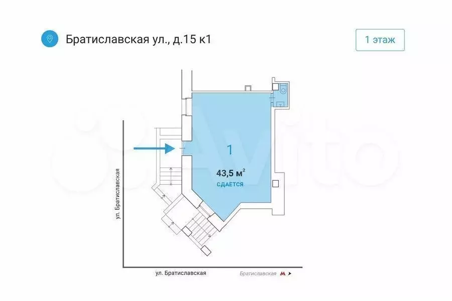 Аренда торговой площади 43.51м у метро на трафике - Фото 0