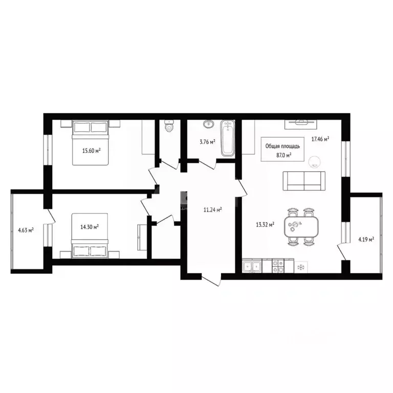 3-к кв. Новосибирская область, Бердск ул. Звездная, 11 (87.0 м) - Фото 2