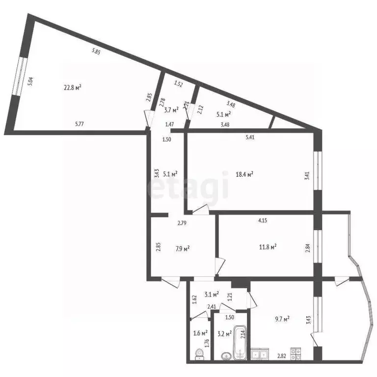 3-к кв. Саха (Якутия), Якутск ул. Н.Е. Мординова, 23 (92.4 м) - Фото 2