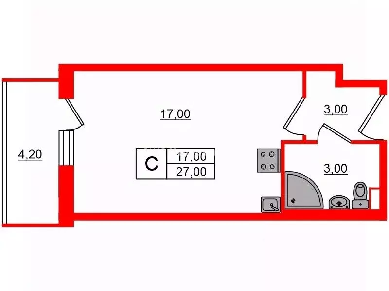 Студия Санкт-Петербург Пулковское ш., 73к7 (27.0 м) - Фото 1