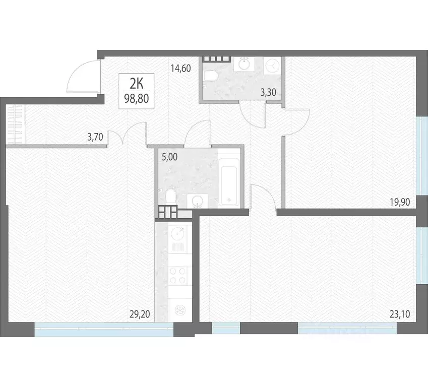 2-к кв. Свердловская область, Екатеринбург ул. Первомайская, 7 (98.8 ... - Фото 1