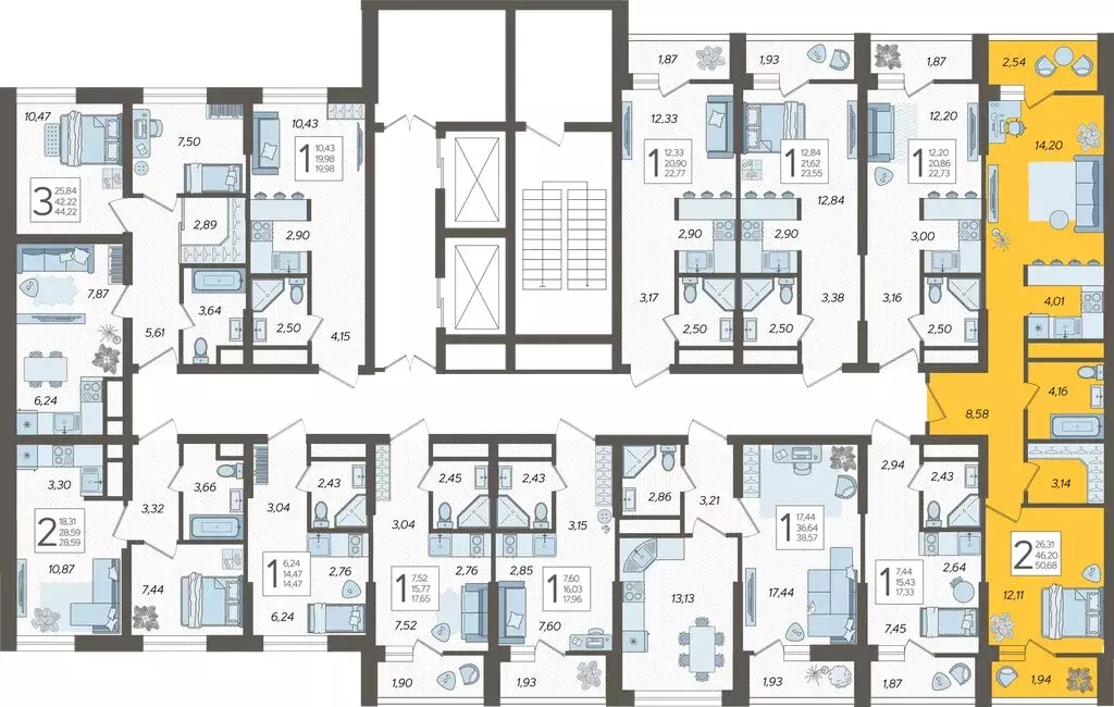 2-комнатная квартира: Сочи, жилой комплекс Кислород, 2 (50.68 м) - Фото 1