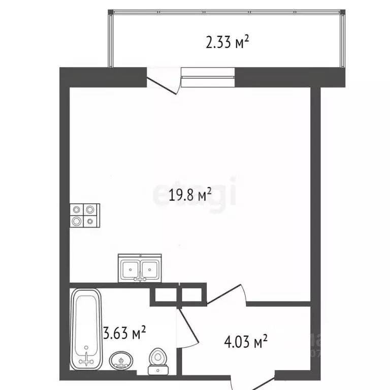 Студия Ярославская область, Ярославль ул. Лескова, 44 (38.24 м) - Фото 2
