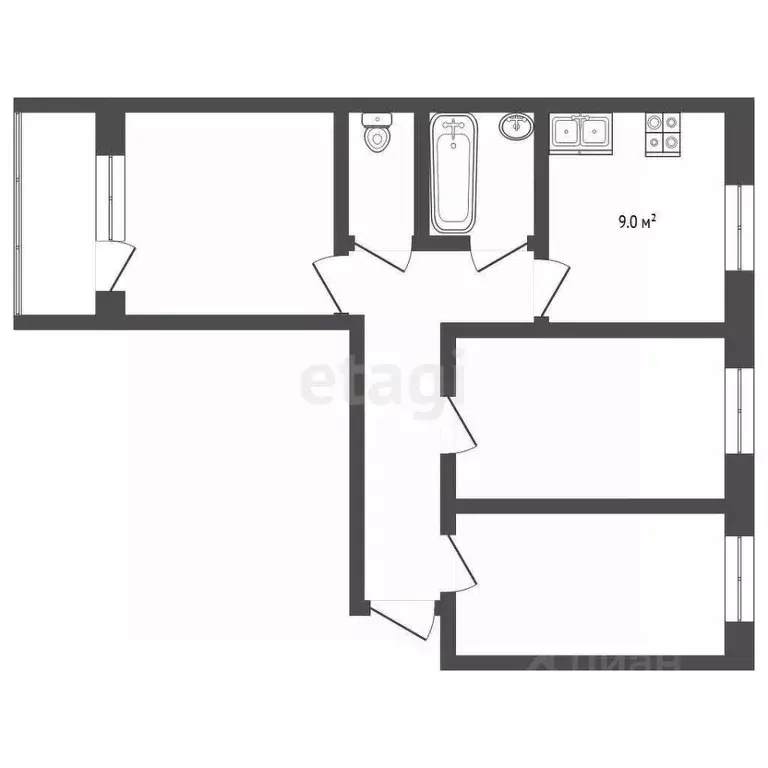 3-к кв. Владимирская область, Муром Владимирская ул., 30 (64.0 м) - Фото 1