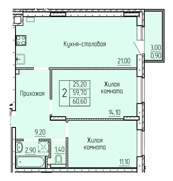 2-к кв. Ростовская область, Батайск ул. Макаровского, 4к2 (60.8 м) - Фото 0