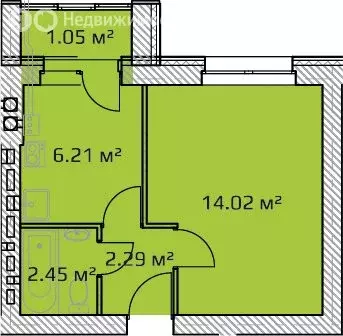 1-комнатная квартира: Крутые Выселки, Лучезарная улица, 4 (26.02 м) - Фото 1