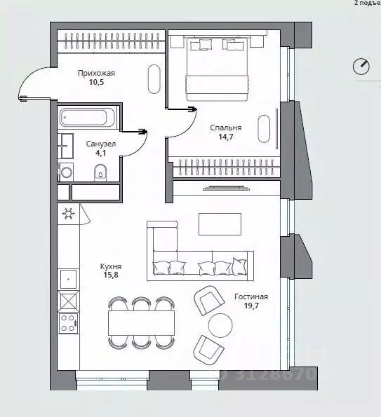 2-к кв. Пензенская область, Пенза ул. Попова, с26 (65.0 м) - Фото 0