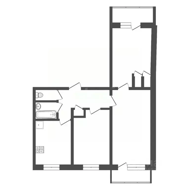 3-к кв. Кемеровская область, Новокузнецк ул. Клименко, 58 (60.8 м) - Фото 2