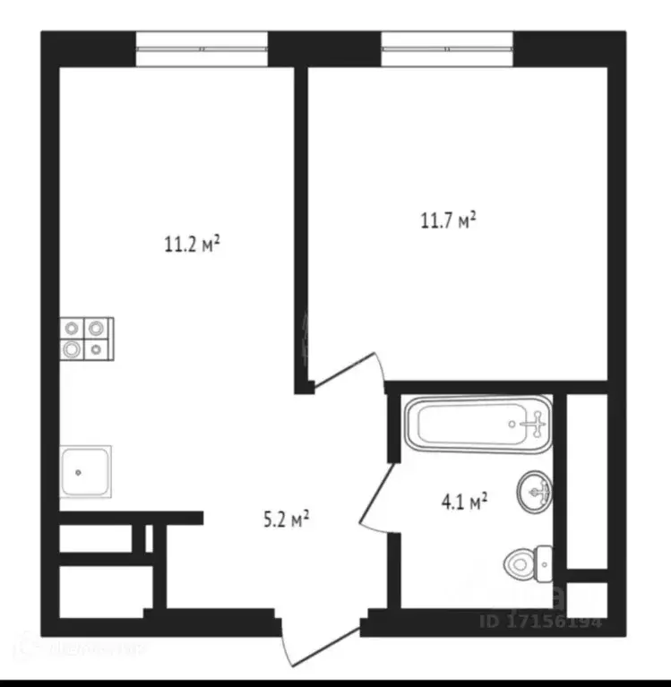 1-к кв. Тюменская область, Тюмень Новгородская ул., 14 (33.0 м) - Фото 1