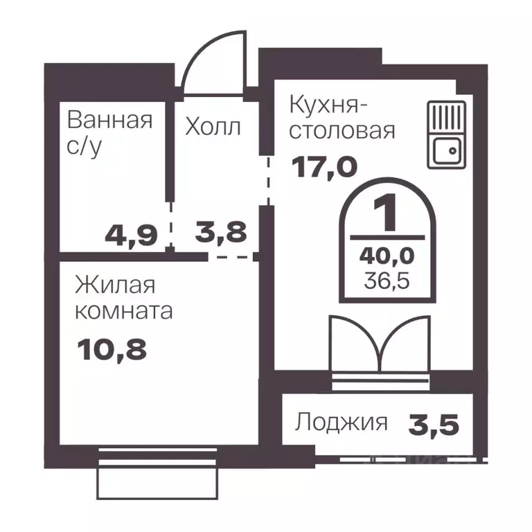 1-к кв. Челябинская область, Челябинск просп. Ленина, 19В (36.5 м) - Фото 0