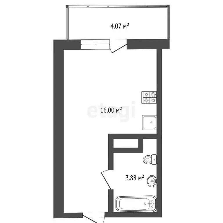 Квартира-студия: Тюмень, Велижанская улица, 66к1 (20 м) - Фото 0