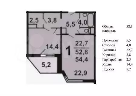 1-к. квартира, 53 м, 3/25 эт. - Фото 0