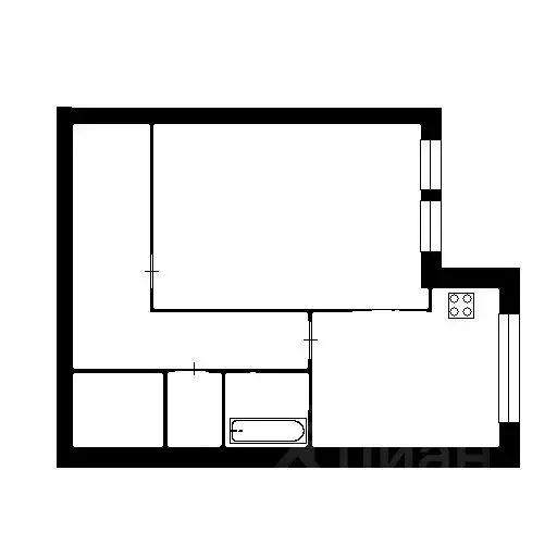 1-к кв. Башкортостан, Уфа Центральная ул., 1/2 (36.8 м) - Фото 2