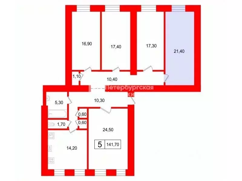 Комната Санкт-Петербург Курляндская ул., 32 (21.0 м) - Фото 2