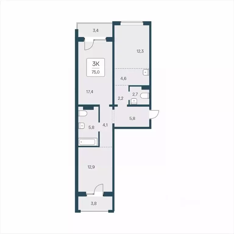 3-к кв. Новосибирская область, Новосибирск ул. Сибиряков-Гвардейцев, ... - Фото 1