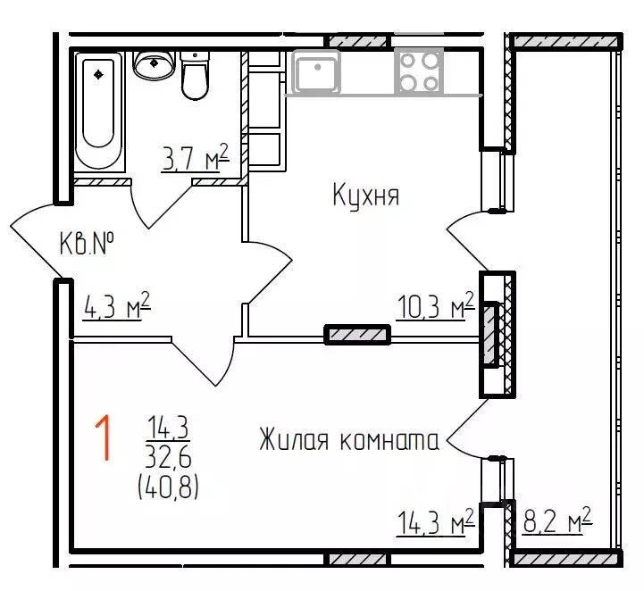 1-к кв. Владимирская область, Владимир Добросельская ул., 178 (40.8 м) - Фото 0