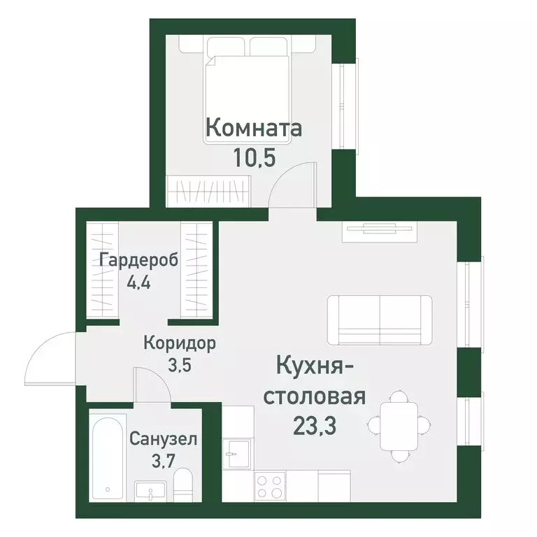 1-комнатная квартира: посёлок Западный, микрорайон Привилегия (45.38 ... - Фото 0
