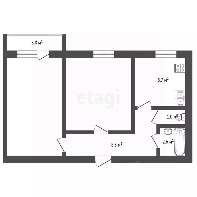 2-к кв. Тюменская область, Тюмень ул. Радищева, 29 (50.6 м) - Фото 1