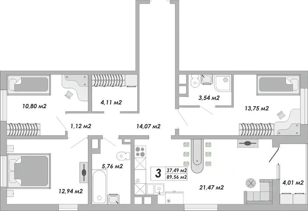 3-к кв. Оренбургская область, Оренбург Северо-Восточный жилрайон, 20А ... - Фото 1