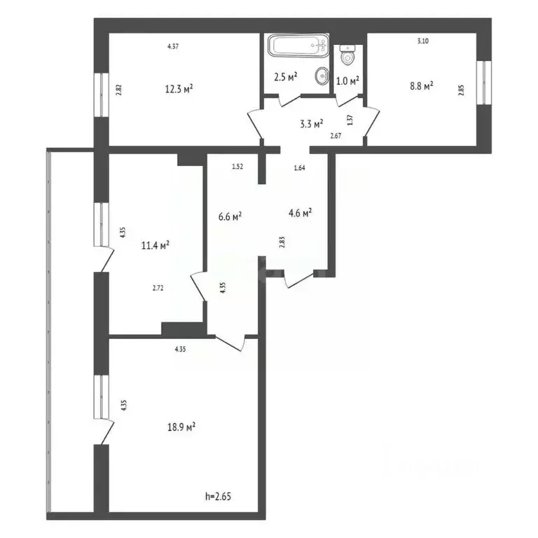 3-к кв. Красноярский край, Красноярск Караульная ул., 44 (69.7 м) - Фото 2