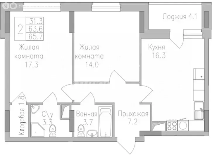 3-комнатная квартира: Липецк, ЖК Поколение (65.7 м) - Фото 0