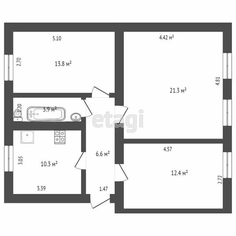 3-комнатная квартира: Ишим, Железнодорожная улица, 10 (68.3 м) - Фото 0