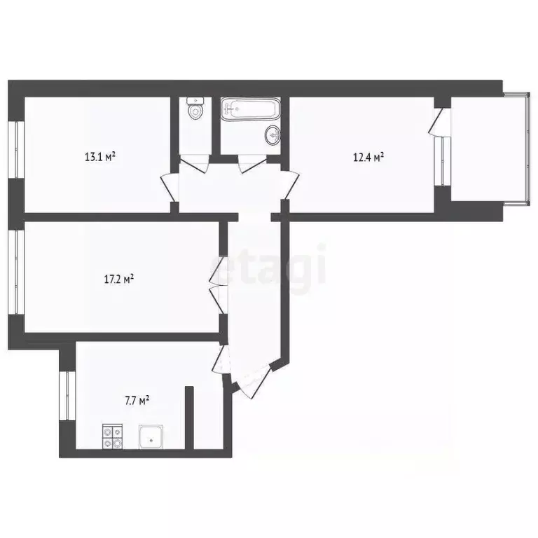 3-к кв. Тюменская область, Тюмень ул. Червишевский Тракт, 94 (65.0 м) - Фото 2