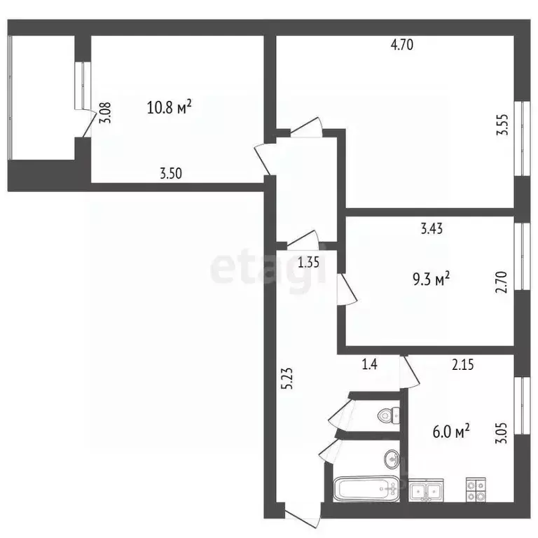3-к кв. Пензенская область, Пенза Галетная ул., 19 (54.0 м) - Фото 1