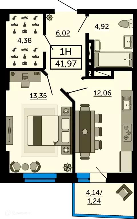 Продаётся 1-к квартира, 41.6 м - Фото 0