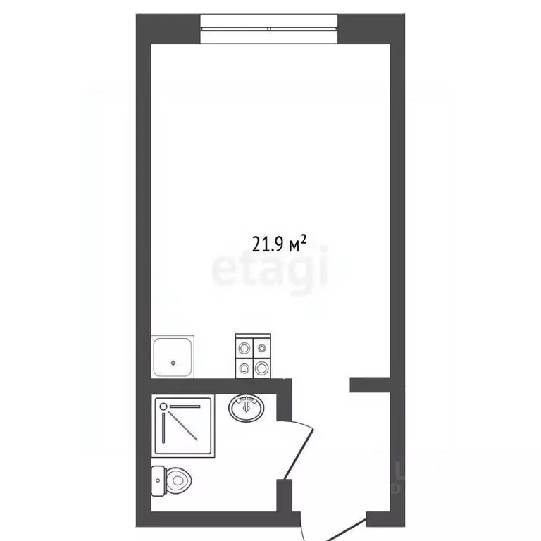Студия Тюменская область, Тюмень Полевая ул., 117к8 (21.9 м) - Фото 1