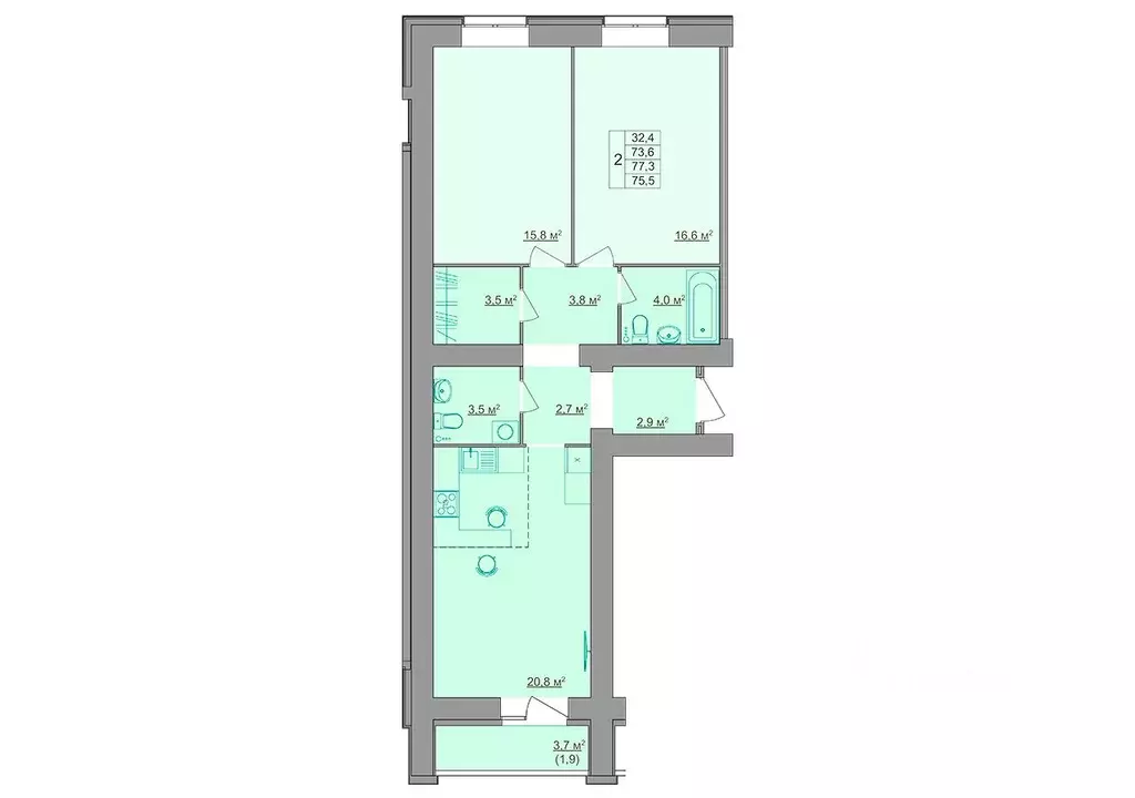 3-к кв. Костромская область, Кострома Магистральная ул., 49А (75.5 м) - Фото 0