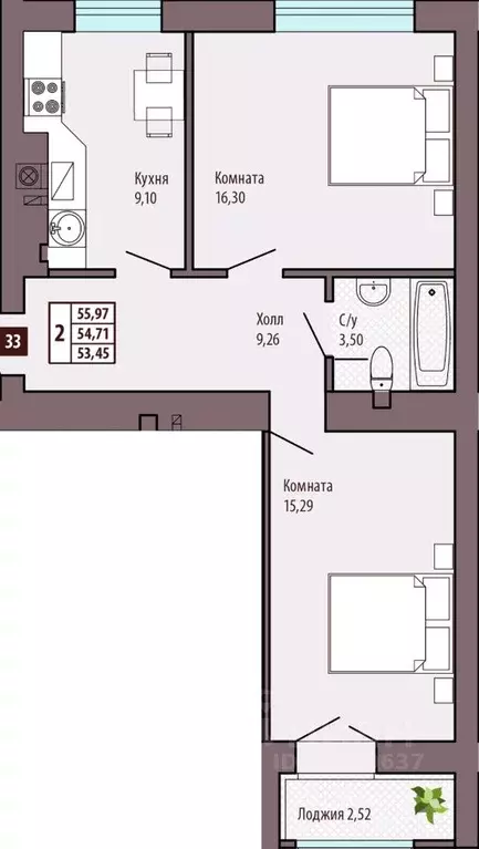 2-к кв. Калининградская область, Калининград Иркутская ул., 8 (55.0 м) - Фото 0