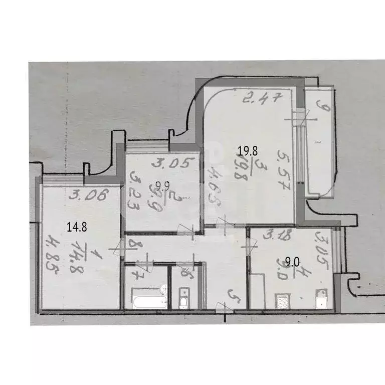 3-комнатная квартира: Белгород, 10-й микрорайон, улица 60 лет Октября, ... - Фото 0