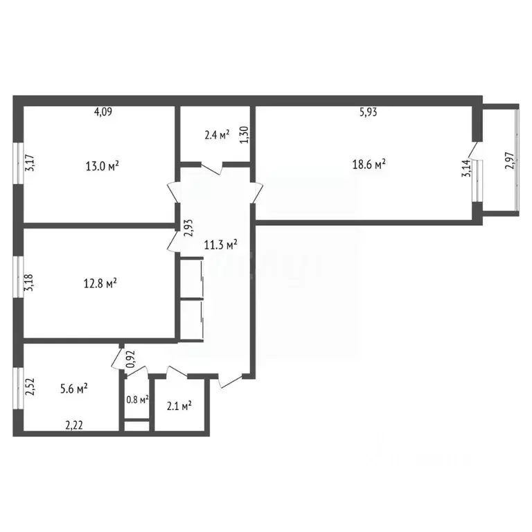 3-к кв. Амурская область, Шимановск ул. Плеханова, 23 (67.8 м) - Фото 1