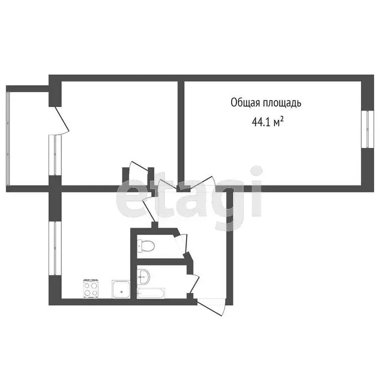 2-комнатная квартира: Томск, Красный переулок, 5 (35.8 м) - Фото 0