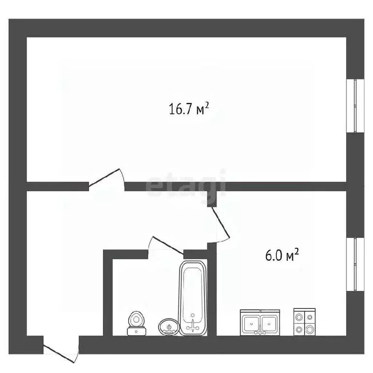 1-к кв. Вологодская область, Харовск ул. Красное Знамя, 18А (30.7 м) - Фото 1