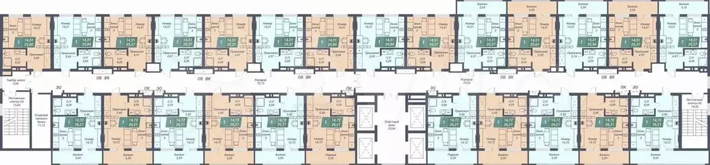 Апартаменты-студия, 26,2 м, 4/23 эт. - Фото 1