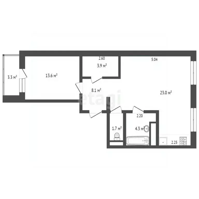 1-к кв. Ханты-Мансийский АО, Ханты-Мансийск Югорская ул., 17 (54.1 м) - Фото 1