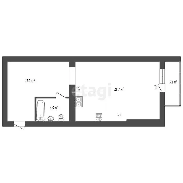 1-комнатная квартира: Тамбов, Астраханская улица, 181Вк2 (44.2 м) - Фото 1