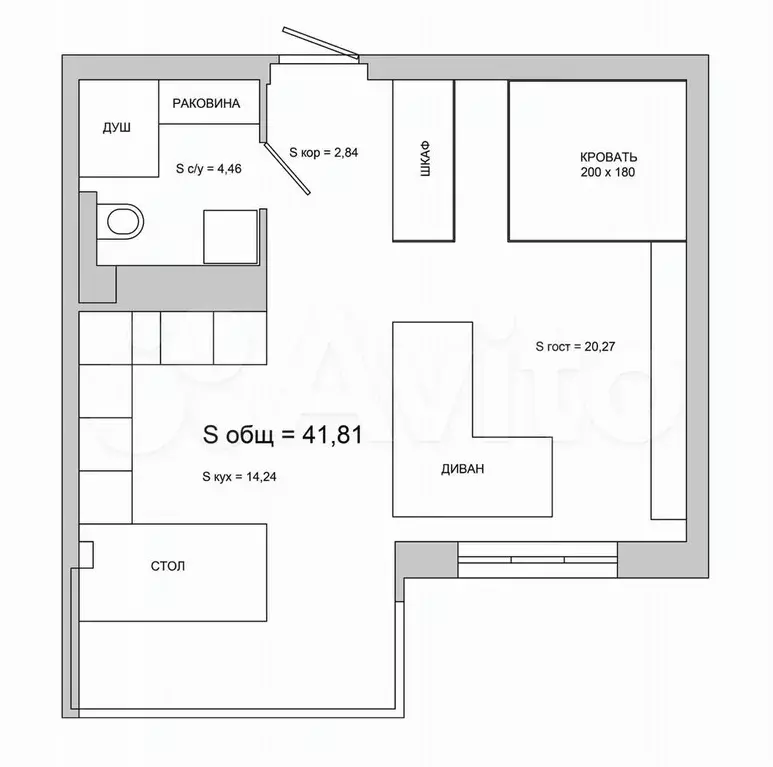 Квартира-студия, 41,8 м, 5/10 эт. - Фото 0