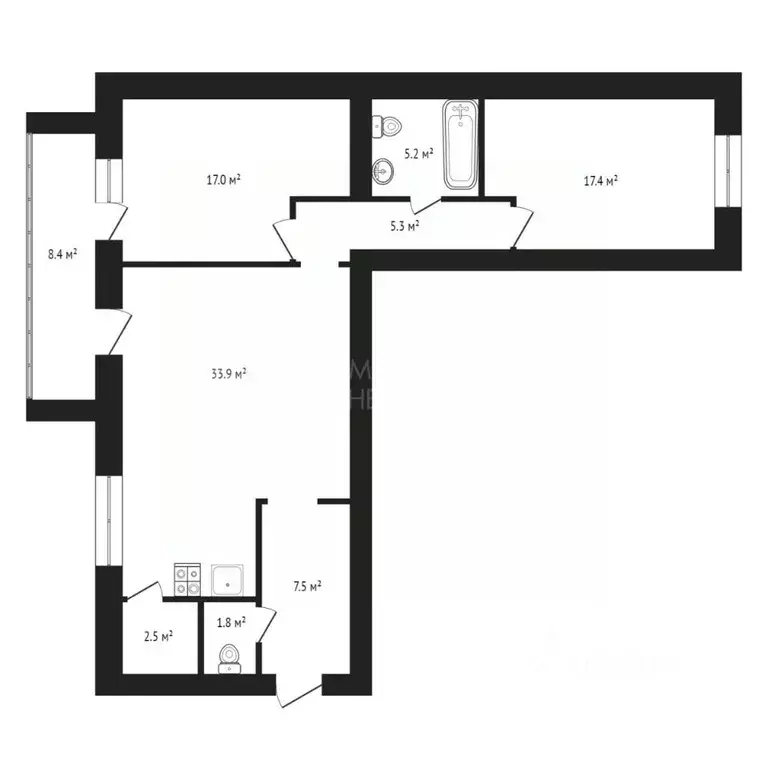 2-к кв. Тюменская область, Тюмень ул. Тимофея Кармацкого, 5 (91.5 м) - Фото 2