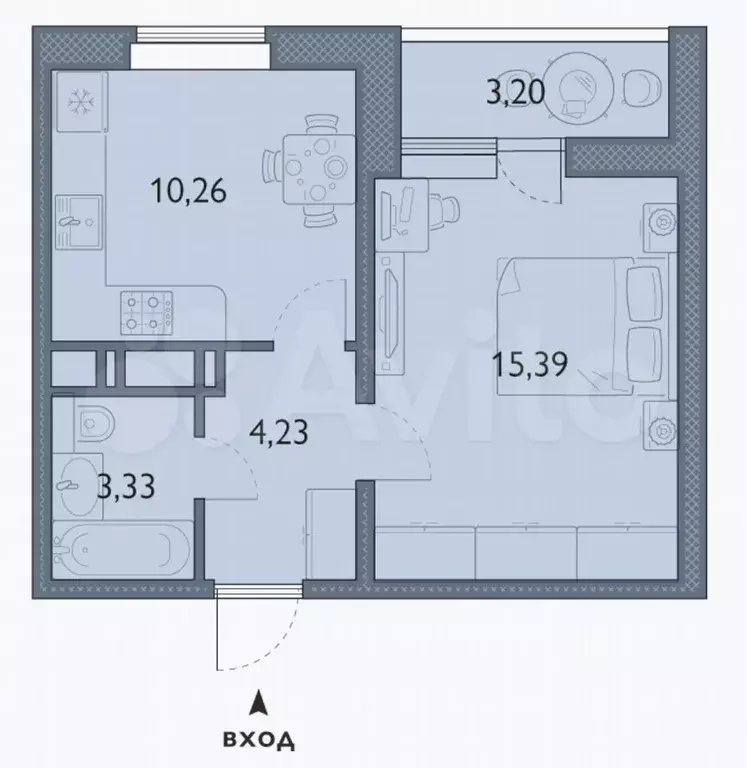 1-к. квартира, 34,8 м, 10/16 эт. - Фото 1
