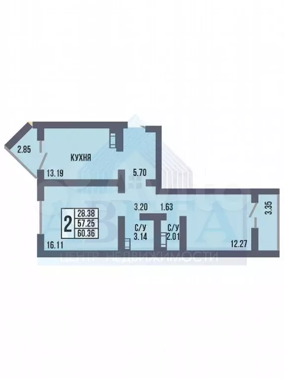 2-к. квартира, 60 м, 15/17 эт. - Фото 0